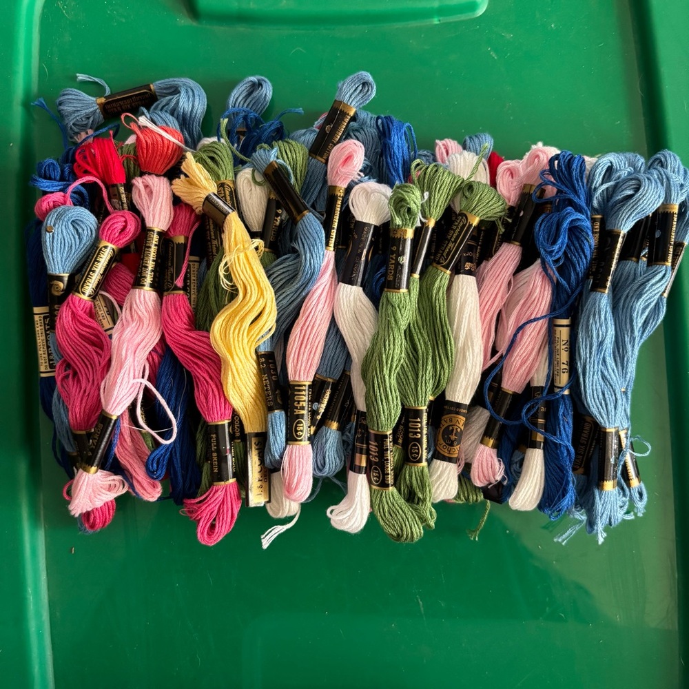 Vintage Lot of American Thread Co. Embroidery Floss  “Blue, Green, White, Pink”
